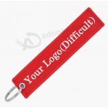 Tag bordados do saco etiqueta tecida chave do logotipo para a venda