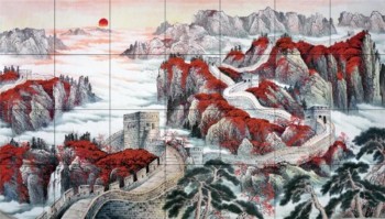 B310 The Great Wall Autumn Scenery Landscape Ink Painting TV Background Wall