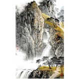 B007 klif en waterval inkt schilderij muur achtergrond decoratie