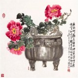 B010牡丹の花インキの絵画の壁アートは、家の背景の装飾を印刷した