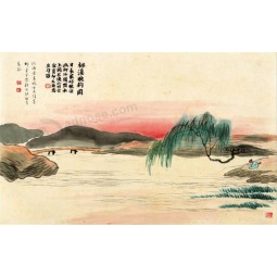 Pintura de la pared del fondo de la pintura de la tinta del paisaje de b021 qi baishi TV
