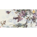 B022花と鳥の絵画テレビの背景壁