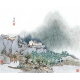 B024 paysage encre peinture fond décoration mur