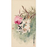 B027ダブル猫の絵画壁のアートポーチの背景の装飾