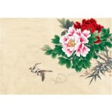 B028牡丹の墨絵画壁アートの背景の装飾