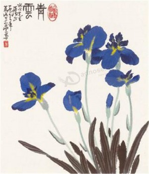 B030 yulan 목련 꽃과 새들의 잉크 페인팅 배경 벽 장식