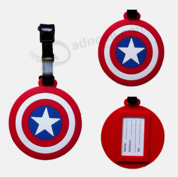 Hoge kwaliteit captain america rubber souvenir bag tag