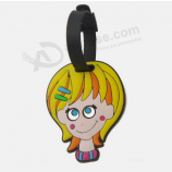 Oem ontwerp zachte pvc reizen cartoon bagagelabel
