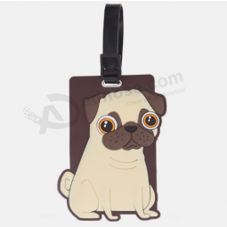 Etiqueta de equipaje de silicona de forma de perro etiqueta de equipaje de PVC suave de dibujos animados