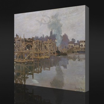 Nee-Yxp 023 claude monet-De brug in reparatie(1871-1872)Impressionistische olieverf kunst aan de muur decoratie