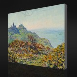 いいえ-Yxp 024クロードモネ-Varengevilleの教会とles moutiersの峡谷(1882)印象派の油絵壁画の装飾が印刷されています