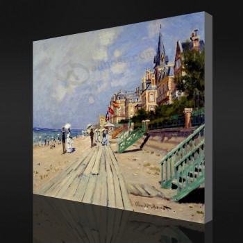 Pas-Yxp 031 claude monet-La plage à trouville(1870)Décor de fond peinture à l'huile impressionniste art mural pour chambre à coucher