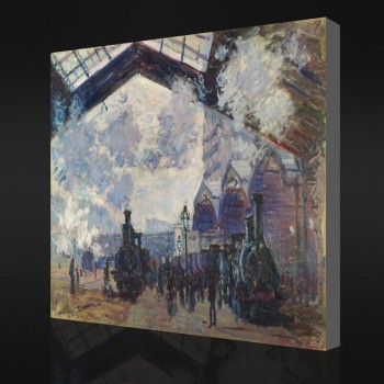 NO-YXP 039 Claude Monet - The Gare St-Lazare (1877) Impressionist Oil Painting for Wall Background Decoration