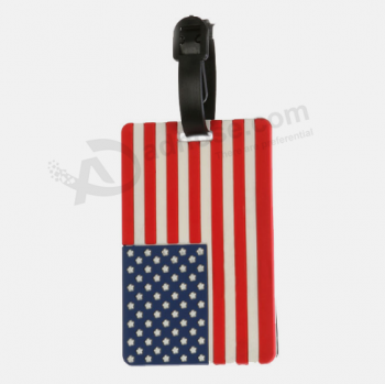 Etichetta bagaglio in silicone con tag bandiera USA in gomma