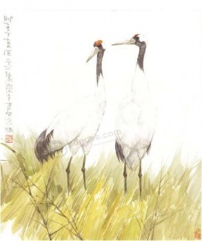 B035 Double Crane Ink Painting Wall Background Decoration