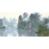 B036麗江川の風景インクの絵画の壁アートの背景の装飾