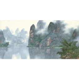 B036 Lijiang Flusslandschaft Tuschemalerei Wand Kunst Hintergrund Dekoration