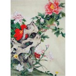 B038牡丹ユリ花インキ塗装ポーチ背景装飾