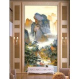 B319中国の風景インクの絵画のポーチ壁画