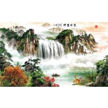 B429美しい風景のインクの絵の背景の壁の装飾