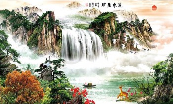 B429 Beautiful Landscape Ink Painting Background Wall Decoration