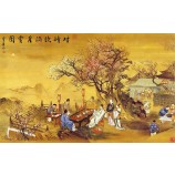 B432古代の人々は、月の風景の墨塗り壁の背景装飾壁画をお楽しみください