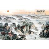 B433 landschap inkt schilderij muur achtergrond decoratie kunstwerk afdrukken