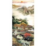 B434 Landschaft Tusche Gemälde Veranda Wand Hintergrund Dekoration Kunstwerk drucken