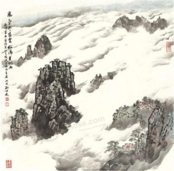 B040 Pintura de paisaje china Pintura de tinta de impresión para la decoración del hogar