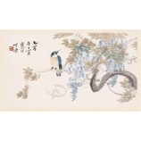 B042藤の鳥の墨の印刷壁の背景の装飾