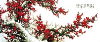 Pittura cinese della pittura del fondo della pittura dell'inchiostro del fiore della prugna della pittura cinese