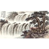 B053 paysage eau et encre peinture fond mur décoration maison décor