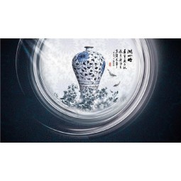 B057 chinese stijl blauw en wit porselein kunst aan de muur achtergrond inkt schilderij muurschildering
