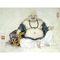 B058中国画弥勒佛背景墙印刷水墨画