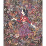 B060 schöne Mädchen ethnischen Minderheiten Hand halten Hahn Hintergrund Wand Dekoration Veranda Wandbild