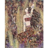 B067 소수 민족 소녀 의상 잉크 그림 벽 장식 배경