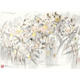 B075葦の草抽象テレビの壁の壁の装飾インク塗装