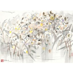 B075葦の草抽象テレビの壁の壁の装飾インク塗装