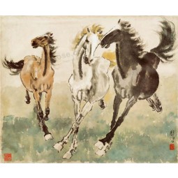 B077 Chinese Style Decorative Painting Running Horses Background Wall Mural