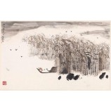 B080中国の伝統的なインキの絵画テレビの背景壁