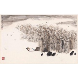 B080 chinesische traditionelle Tuschemalerei TV Hintergrundwand