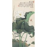 B081 libel ijsvogel in lotus vijver inkt schilderij veranda muur achtergrond decoratie