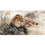 B084草の墨の壁の装飾の伝統的な中国の絵の激しいオスのライオン