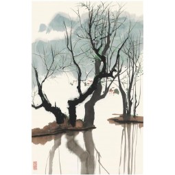 B085 Frühlingsweide Tinte und waschen Malerei Hintergrund Wanddekoration chinesischen Stil Malerei