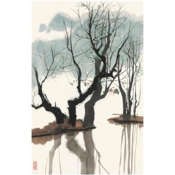 B085 Spring Willow Ink and Wash Painting Background Wall Decoration Chinese Style Painting