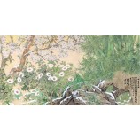 B087 chinese stijl bloemen vogels en bamboe tv achtergrond wanddecoratie