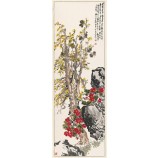 B089椿と冬のポーチ背景壁装飾インク塗装