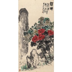 B090 hibiscus 그림 프리 핸드 빗자루 hd 장식 잉크 및 워시 그림