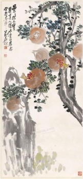 B091 Pomegranate Picture Porch Background Wall Decoration Ink and Wash Painting
