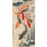 B095 chinois neuf carpe photo couloir couloir décoration murale peinture à l'encre